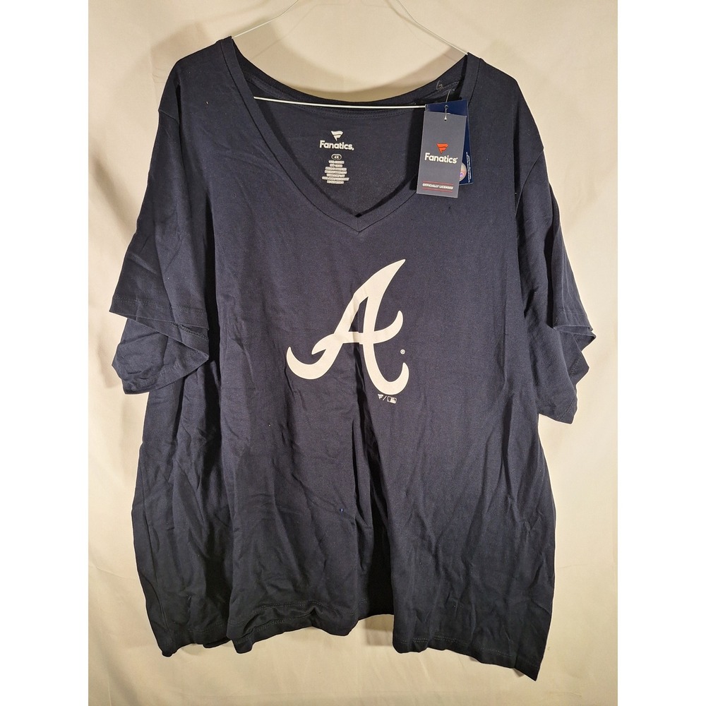 Fanatics Atlanta Braves Mom Number 1 Navy Blue Plus Size 4X T-Shirt MLB‎